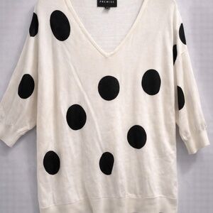 Premise | Oversized Polka Dot V-Neck Sweater | L | Relaxed Fit